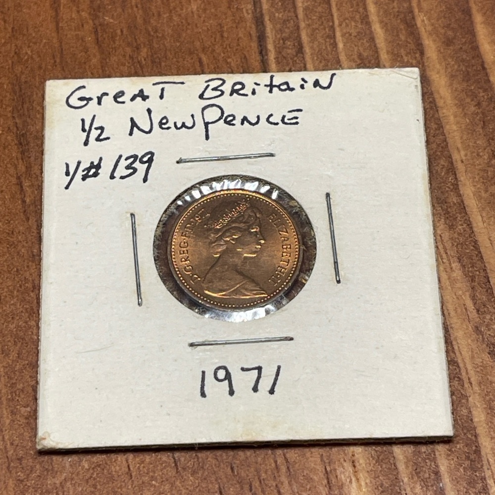 1971 Great Britain ½ New Pence Coin – First Year of Decimalization –